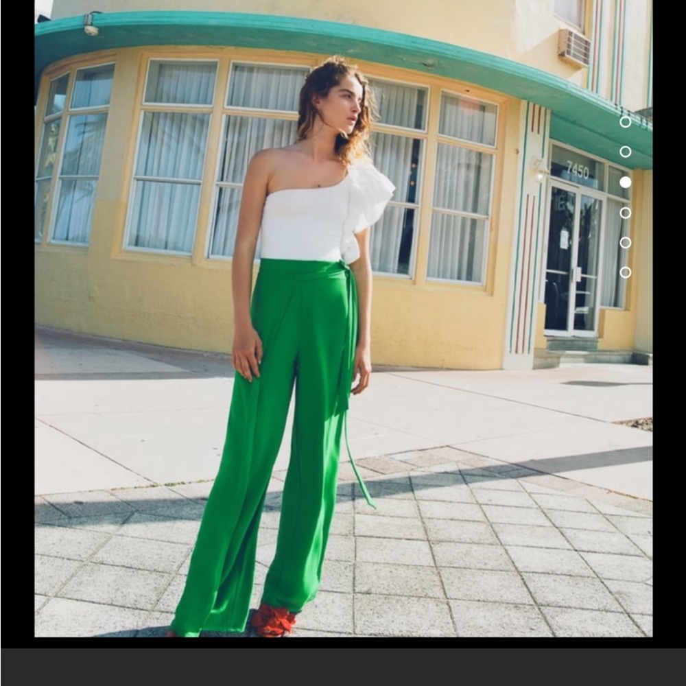 ZARA PANTS, FLUID PAREO PANTS Green, Size M
